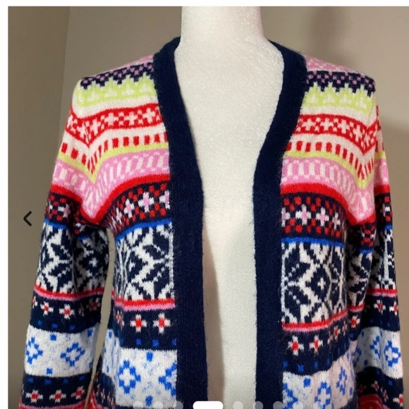 NWT Old Navy Cozy Fair Isle Long Line Nordic Duster Open Cardigan Small, multi - Picture 4 of 11